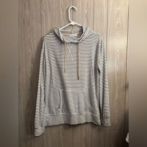 Striped Gray and White Hoodie